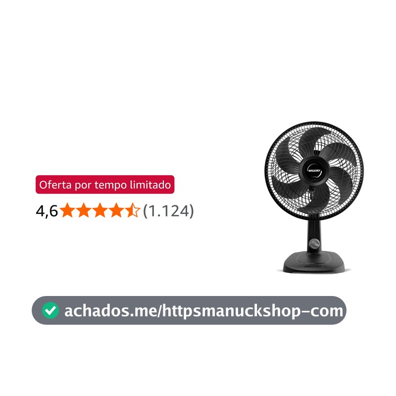 Ventilador de Mesa Mallory Turbo Compact 30 cm, Silencioso, Hélice de 6 pás, Grade Especial em Sistema TS, Máxima Vazão e Mínimo Ruído - 220V