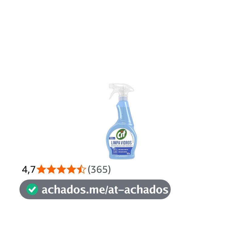 Cif Limpa-Vidro Líquido Ultra Rápido Frasco 500Ml Borrifador 500 Ml