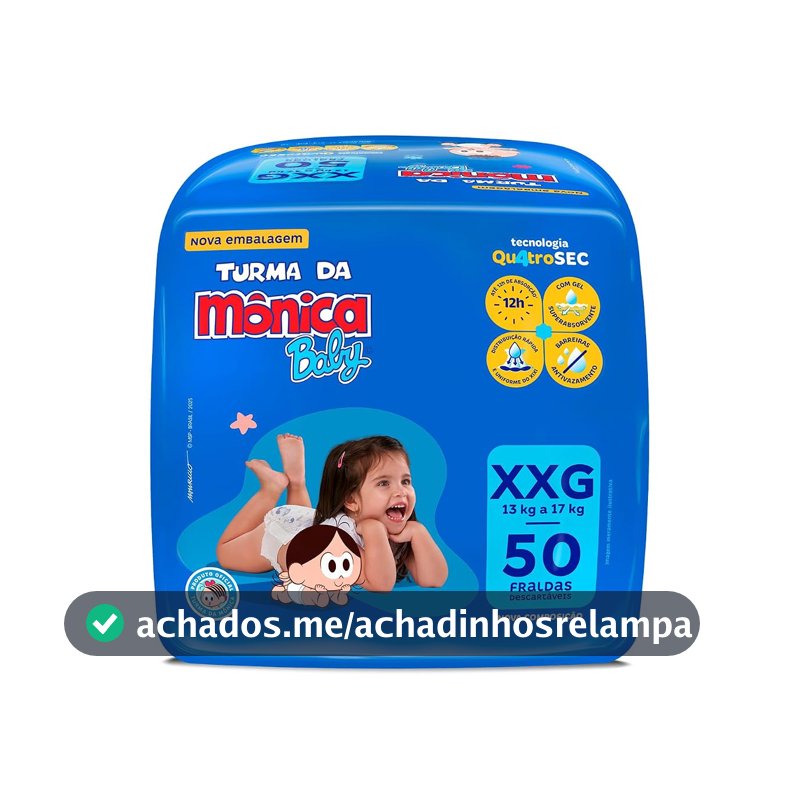 Fralda Turma da Monica Baby Giga XXG 50 Unidades