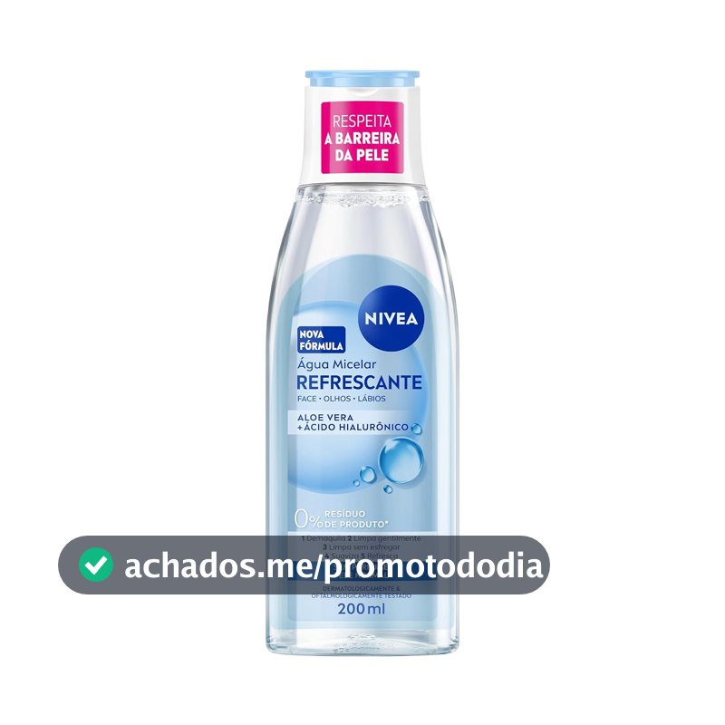NIVEA Água Micelar Solução de Limpeza 7 em 1 Refrescante 200ml, Demaquila, Limpa Profundamente, Purifica, Hidrata, Cuidado Facial