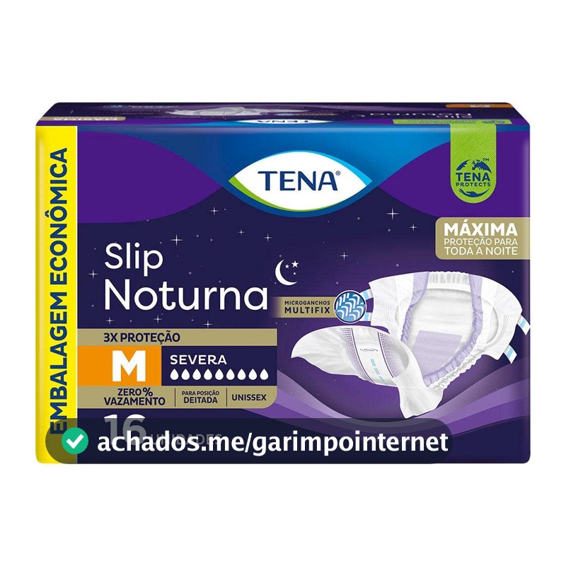 Tena Slip Noturna Fralda Adulto M 16 unidades