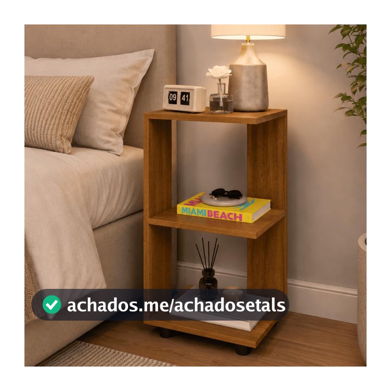 Mesa De Cabeceira Charmosa Nicho Aberto Multiuso Mesinha Lateral E Apoio Decoração Cama De Casal Quarto Estilo Moderno Dream 55x33cm - Móveis Xpress (Freijó)
