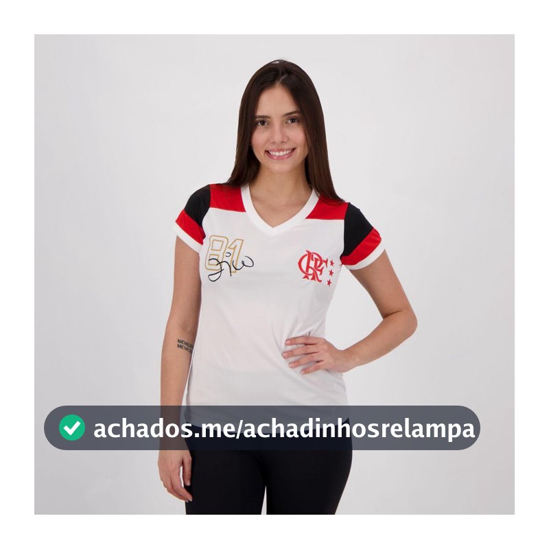 Camiseta Flamengo Zico Retrô Feminina Braziline