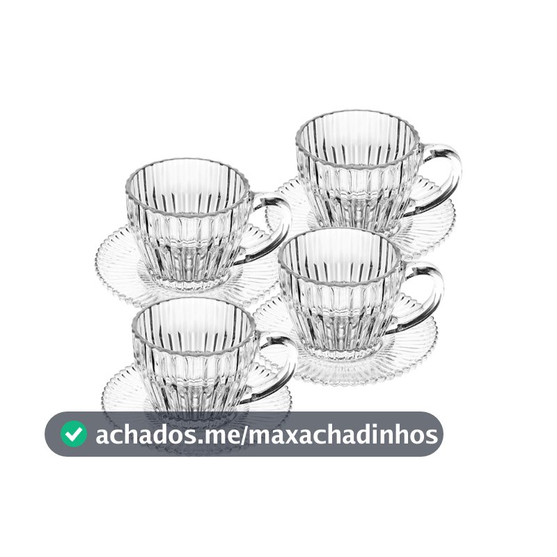 WOLFF - Conjunto 4 Xícaras de Café de Cristal Imperatriz 110ml