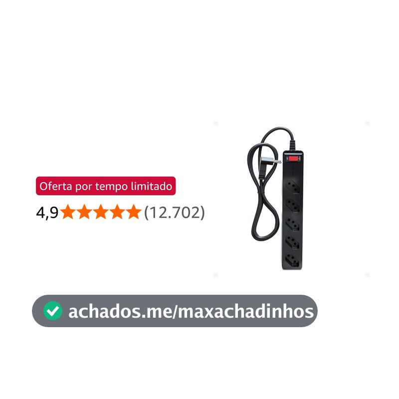 Filtro de linha com protetor contra surtos (DPS) - 127/220 volts - 10 amperes - 5 tomadas - 3 pinos - iCLAMPER Energia 5 - LCF - Preto