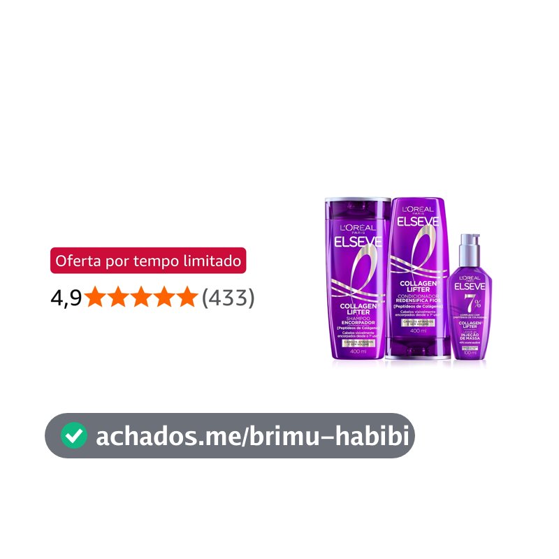 Shampoo Condicionador Sérum Elseve L'Oréal Colágeno 400ml+400ml+100ml