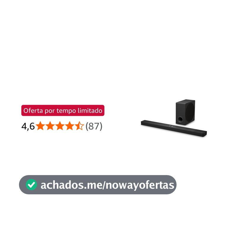 Soundbar LG Dolby Atmos, 570W RMS, 5.1.3 Canais, DTS:X, AI Room Calibration Pro, AI Sound Pro, Sem fios, WOW Orchestra, Conexões Múltiplas - S90TY