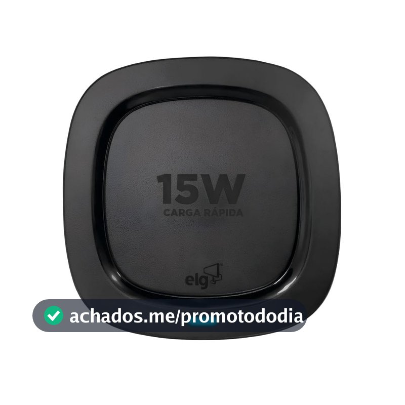 ELG, WQ15BK, Carregador de Mesa Wireless, Compatível com Todos os Dispositivos Qi, Carregamento Sem Fio Rápido e Seguro, Preto