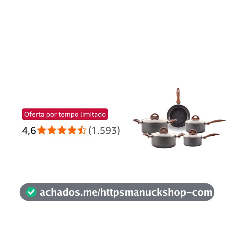 Brinox - Jogo de Panelas Antiaderente Ceramic Life 5 Peças com Fundo de Indução Smart Plus - Granito