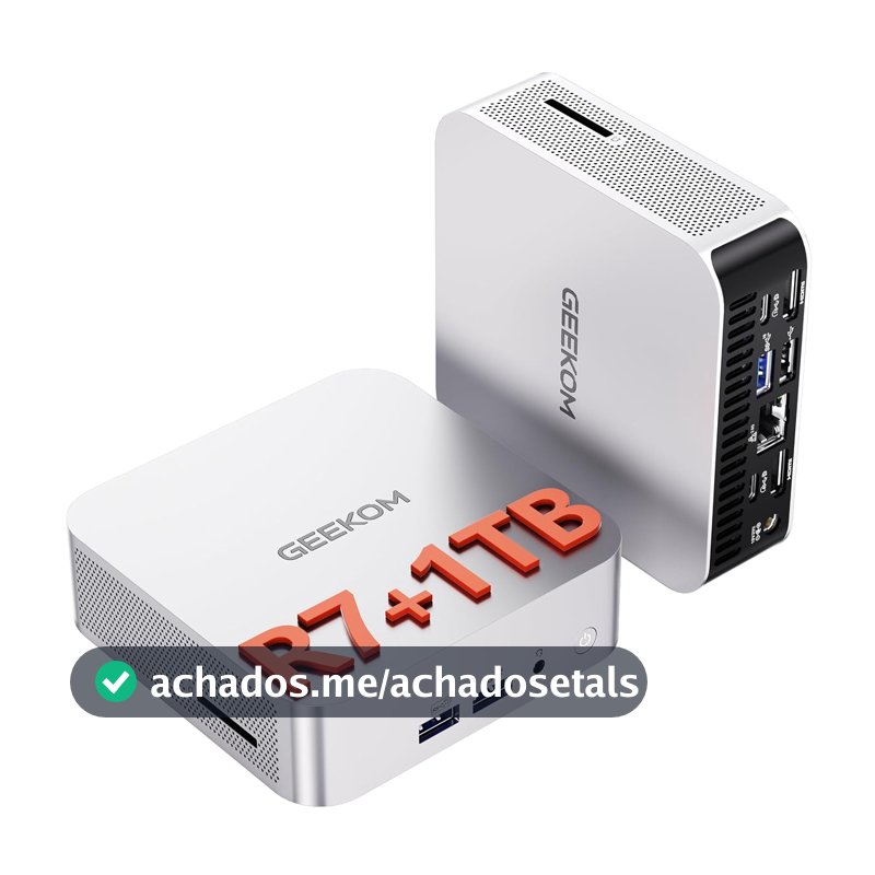 GEEKOM Mini Pc A6, Amd Ryzen 7 6800H (8C/16T, Até 4,7 Ghz), 16 Gb De Ram Ddr5, Ssd Pcie 4.0 Nvme De 1 Tb, Radeon 680M, Design Compacto De Alumínio, Computador De Mesa Windows 11 Pro Com Usb4/8K Uhd