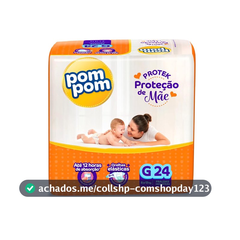 Fralda Pom Pom Protek Proteção de Mãe Jumbo G 24 Unidades