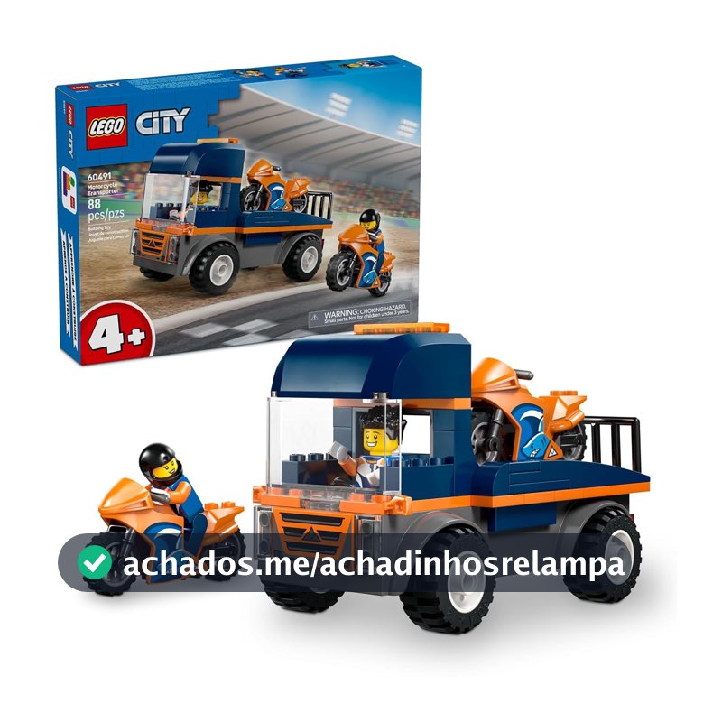 LEGO City Transportador de Motocicletas, Brinquedo e 2 Minifiguras 60491