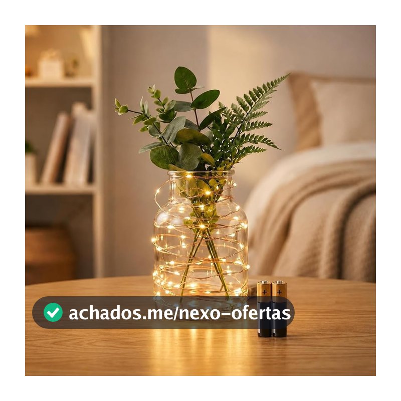 Fio De Fada Led 2 Metros 20 Leds Amarela Decoração Pilhas Inclusas