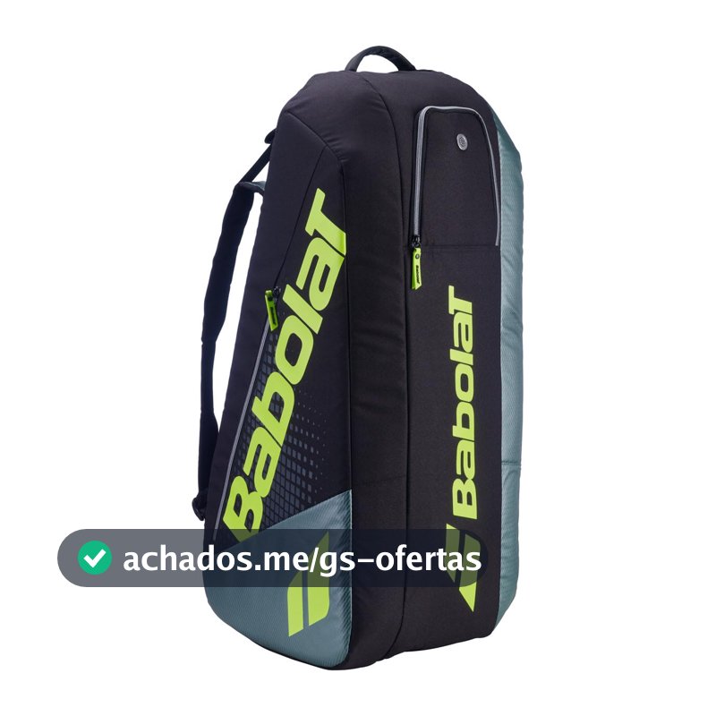 Raqueteira de Tênis Babolat, Pure Aero RH6, Cinza Metálico/Preto/Amarelo Fluo