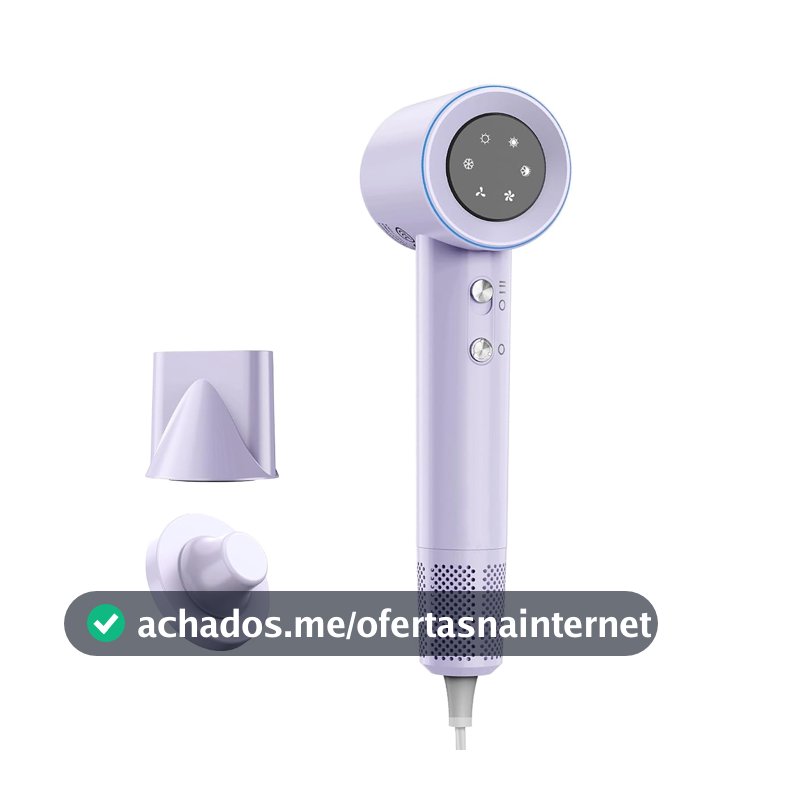 GOKOCO Secador De Cabelo Profissional 110v 127v, 120000 RPM High Speed Hair Dryer 1600W com Display Digital LED e Bocal de ar Magnético,GD029 Roxo