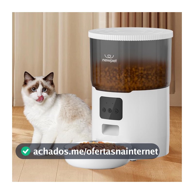 Alimentador Automático Pet, 4L Comedouro para Caes Fácil Comedouro Elevado para Caes, Controle de Aplicativo WiFi - Gravador de Voz