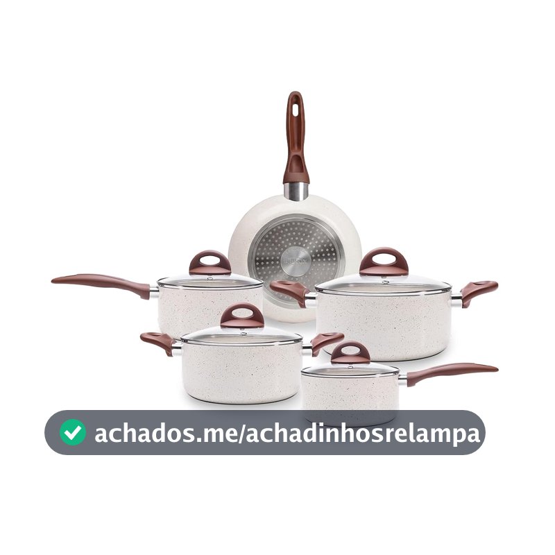 Brinox - Jogo de Panelas Antiaderente Ceramic Life 5 Peças com Fundo de Indução - Vanilla