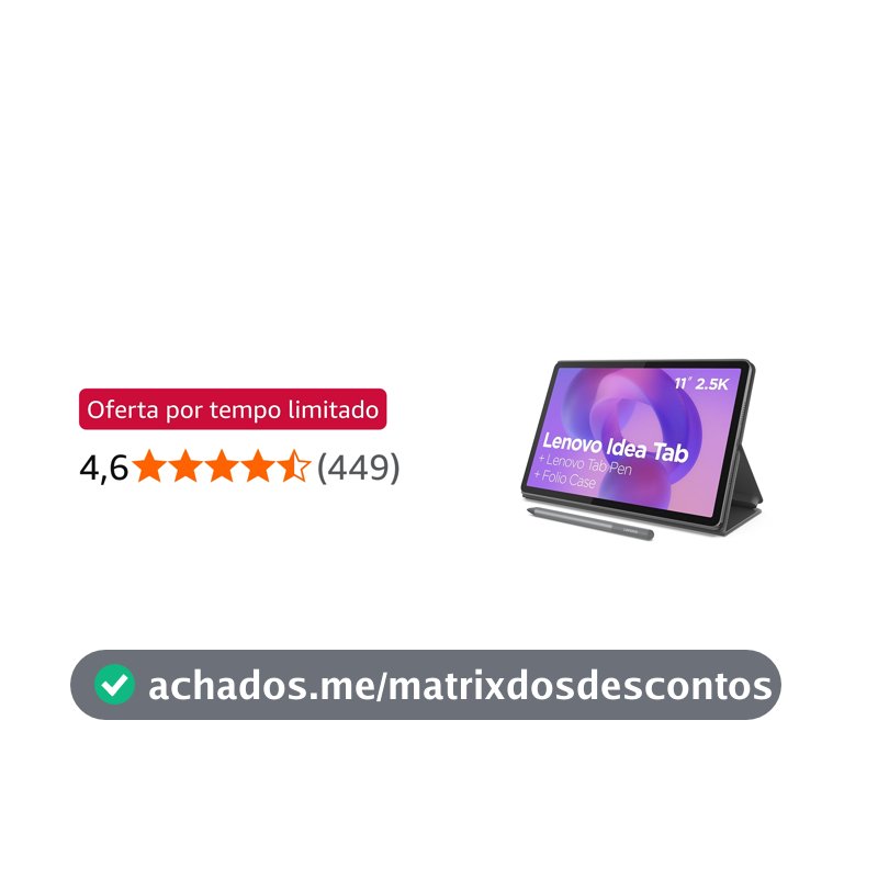 Tablet Lenovo Idea Tab 11" 90Hz - Octa-Core, 4GB RAM, 128GB, Wi-Fi 5, Android 15, Caneta e Capa
