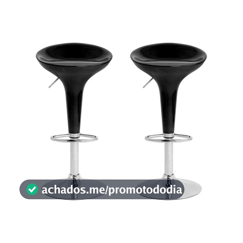 Banqueta Alta Giratória Preto BQT-PR1 2 Peças