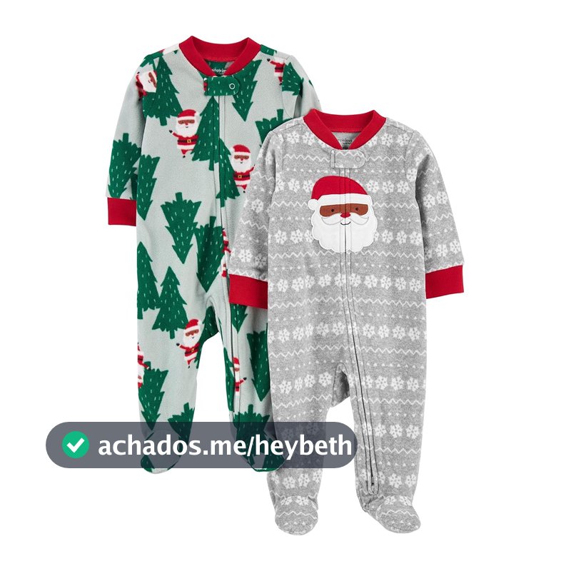 Macacão de dormir para bebês Pijama e brincadeira com pés de lã para bebês, pacote com 2 Simple Joys by Carter'sUnisex Bebê