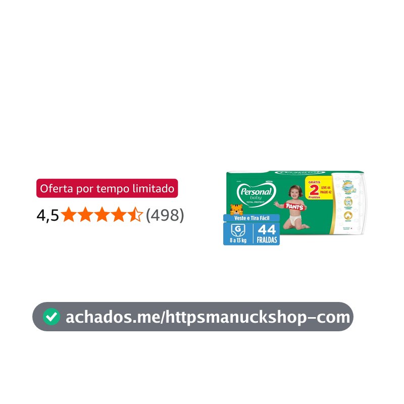 Personal Fralda Baby Total Protect Pants Grande, 44 Unidades