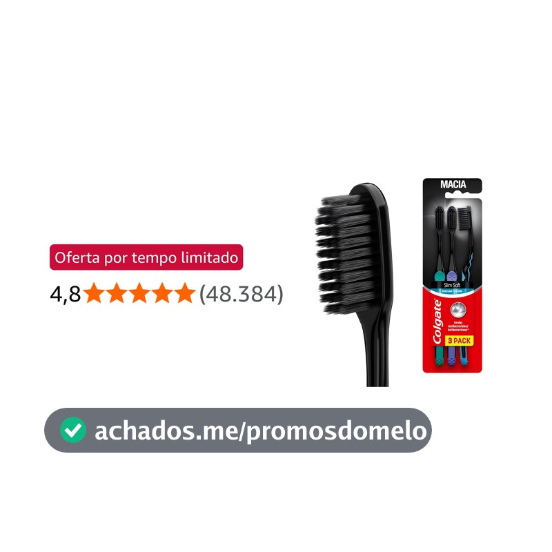 Colgate Slim Soft Black Escova de Dente Macia, 6 Unidades