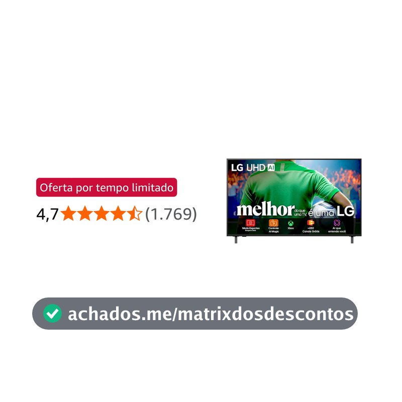 Smart TV 4K 55" LG UHD 55UA85 Processador α7 AI Ger8 4K Super Upscaling Google Cast Alexa Integrado Controle AI Smart Magic WebOS 25