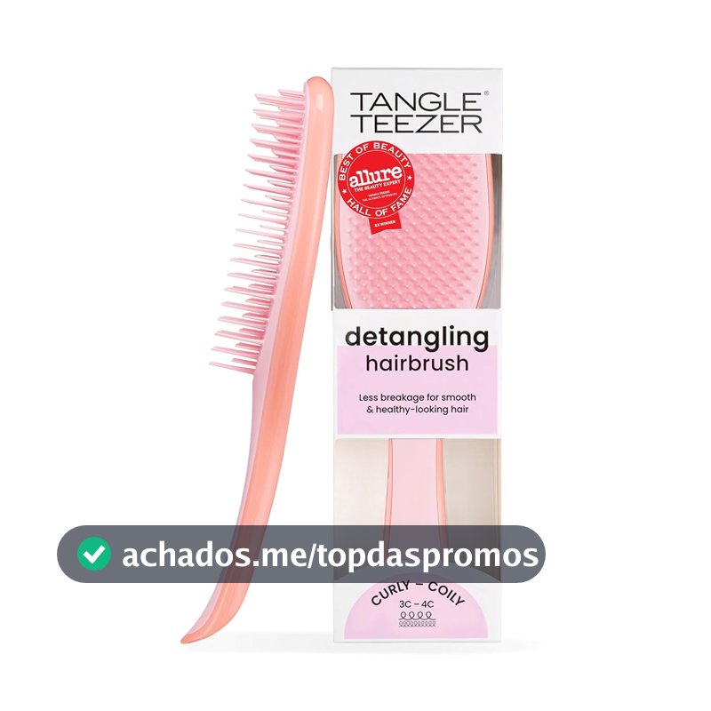 Tangle Teezer - Escova de cabelo desembaraçadora The Wet Detangler para texturas grossas a crespas. Ideal para o uso em fios úmidos Cor: Mango Pink