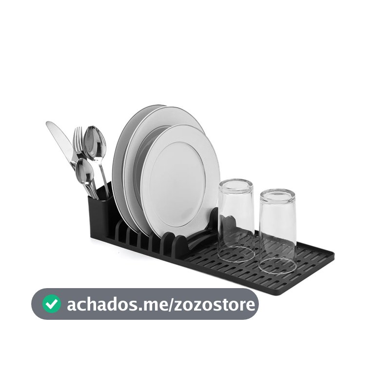 Escorredor de Louça DASPLAST Slim para 6 Pratos, Talheres e Copos, Compacto para Cozinha, Preto, Design Alongado