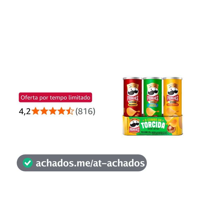 Salgadinho Batata Frita Pringles Tripack Especial Festa do Futebol