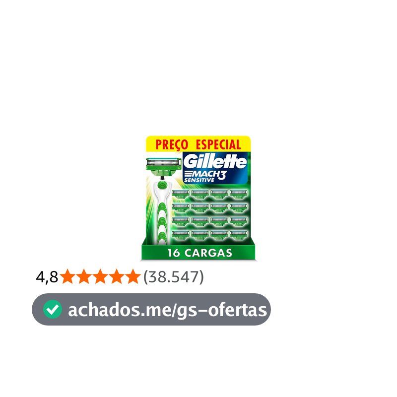 Carga para Aparelho de Barbear Gillette Mach3 Sensitive 16 unidades
