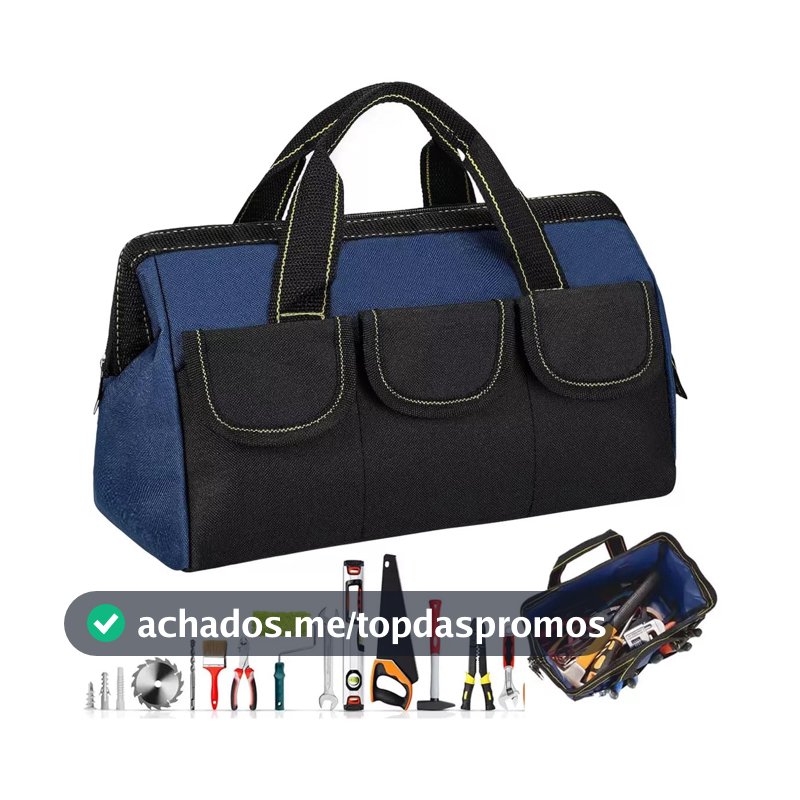 Bolsa de Ferramentas Profissional, 31cm, Equipado com base de borracha impermeável，com Compartimentos Múltiplos，Usado para organização e armazenamento de ferramentas