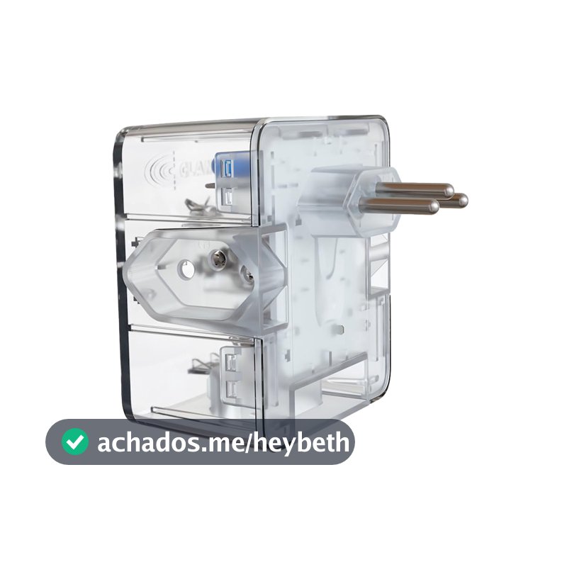 Protetor Contra Surtos Elétricos (DPS) CLAMPER 127/220V, 10 Amperes, 3 Pinos, para PC, PS5, Xbox, Smartphone, Monitor, Impressora, etc - iCLAMPER Energia 3 Transparente LCF, 3 tomadas