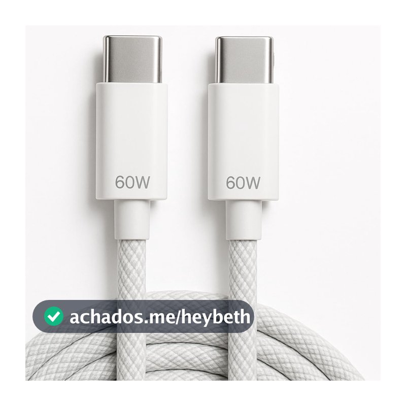 Cabo USB-C Turbo 2 Metros Tipo C 60W Nylon Trançado e Reforçado Compativel Com Iphone 15, Iphone 16 Notebook Tablet Qualidade Premium Carregamento Transferência de Dados Compativel ANDROID