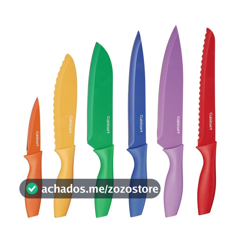 Cuisinart Conjunto de facas antiaderentes coloridos, 12 peças