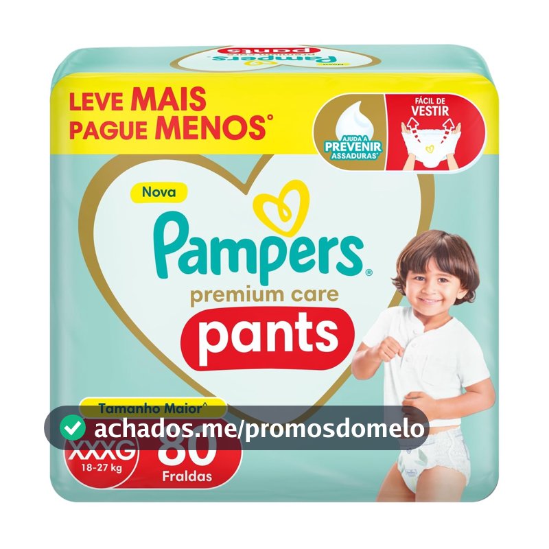 Fralda Pampers Premium Care Pants Tamanho XXXG 80 Unidades
