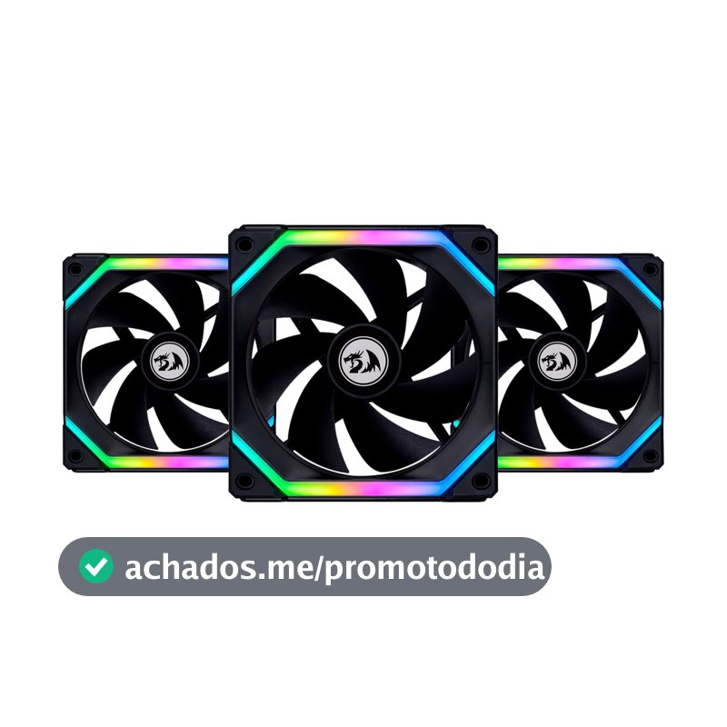 Kit 3 Fans Lian Li Uni Fan SL120 Redragon ARGB 120mm com Controladora Preto UF-SL120-3B SI