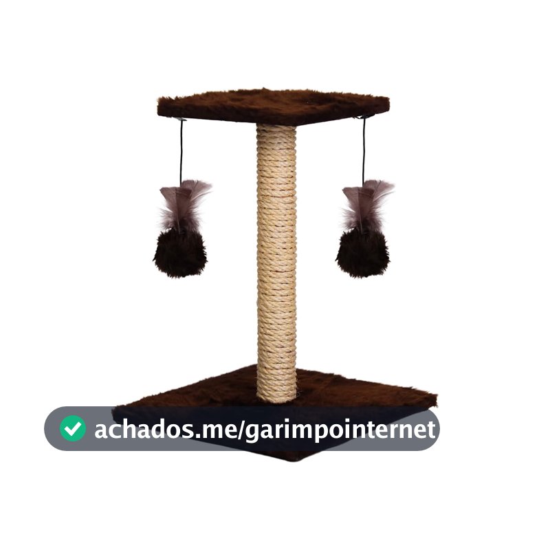 Arranhador Para Gatos Poste Com Brinquedo Duplo Exclusivo (Marrom)