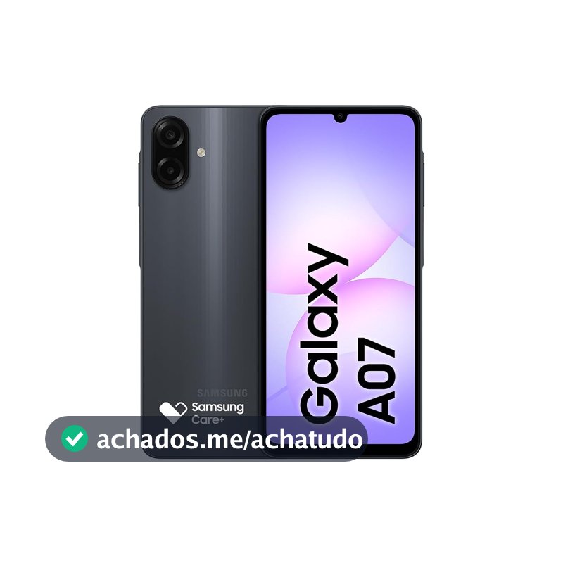 Celular Samsung Galaxy A07 128GB, 4GB, Câm. 50MP, Tela 6.7"- Preto