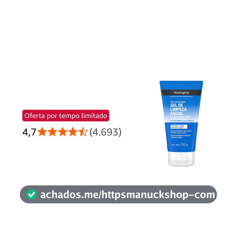 Gel de Limpeza Facial Neutrogena Deep Clean Intensive, 150g