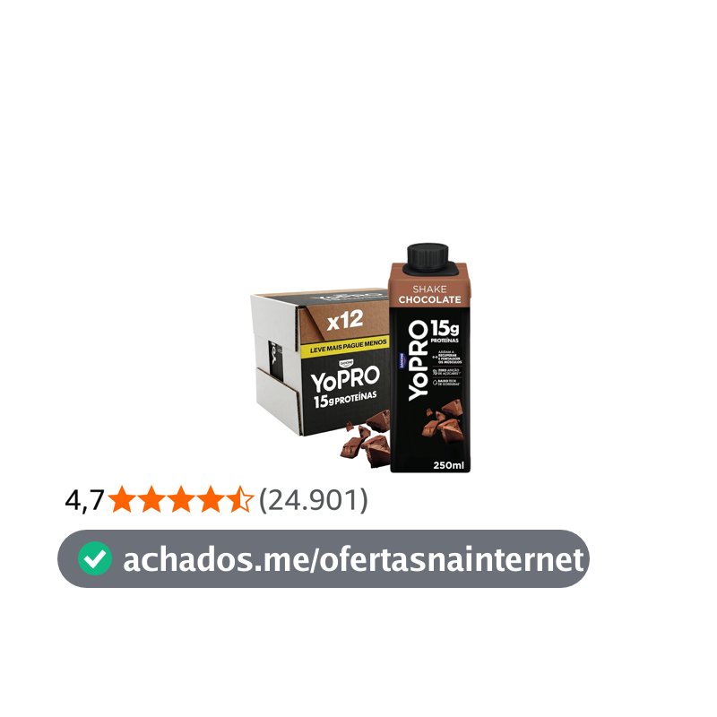 YoPRO Bebida Láctea UHT Chocolate Líquida Caixinha 250ml - 15g de Proteínas - Sem Lactose - Pack com 12 Unidades