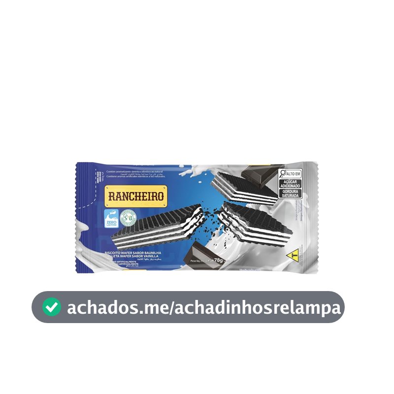 Wafer Rancheiro Recheado Sabor Baunilha – Biscoito Crocante 78g – Lanche Prático e Delicioso
