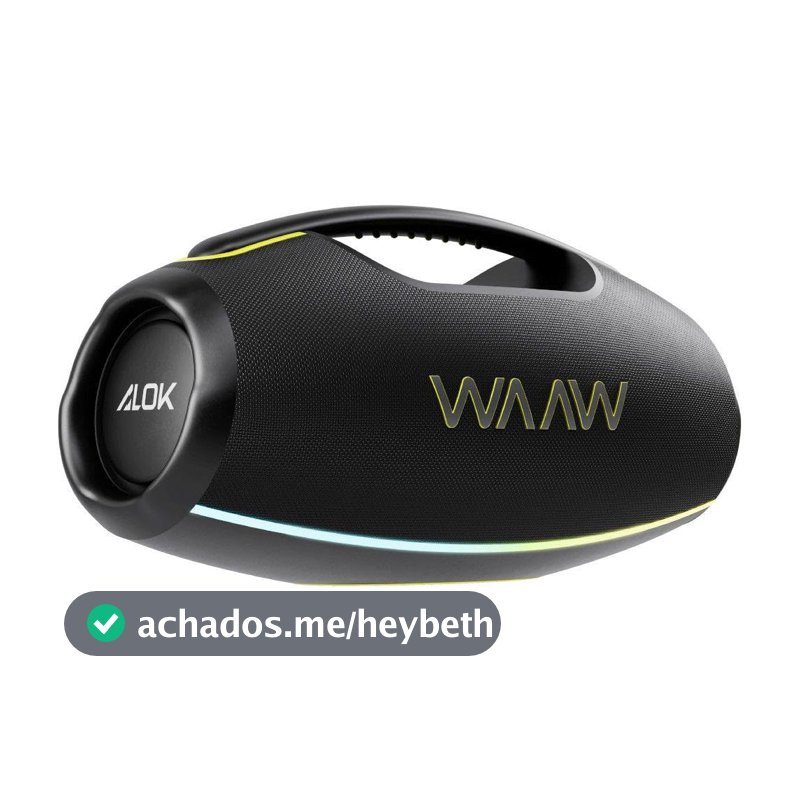 WAAW by ALOK Caixa de Som HYPERBOOM 1000 Bluetooth, À Prova D'Água, Até 12h de Autonomia, Tecnologia TWS, 180W RMS
