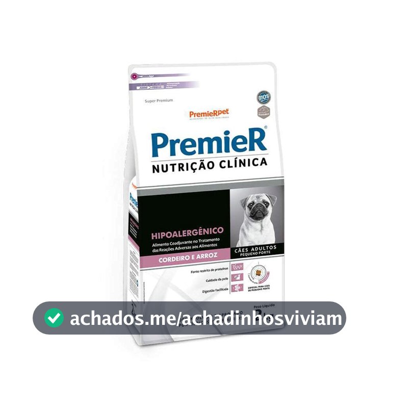Ração Para Cães de Raças Pequenas Nutrição Clánica Hipoalergenico Cordeiro e Arroz 2kg Premier