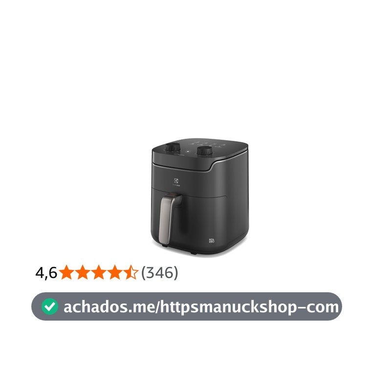 Electrolux Air fryer Fritadeira Elétrica sem oleo Rita Lobo 5,8L 8 receitas pré-sugeridas timer 60 minutos desligamento automático cesto removivel dupla camada antiaderente 1400W EAF40 127v Cinza