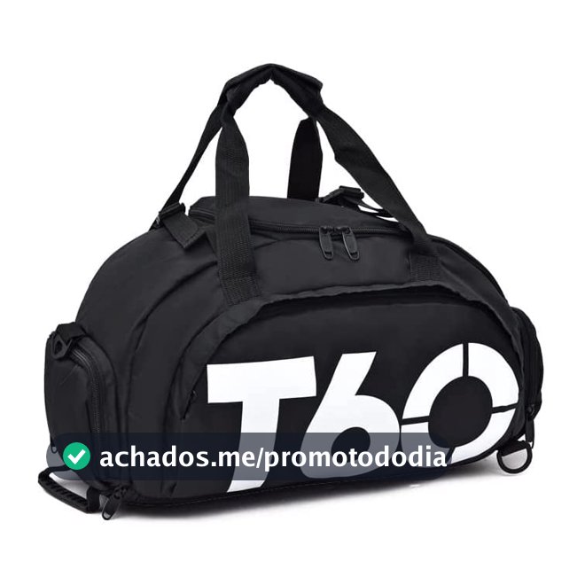 Mochila Mala T60 Para Academia Natação Camping na Cor Preta