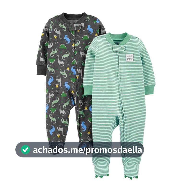Macacão de dormir para bebês 2-pack 2-way Zip Cotton Footed Sleep and Play Simple Joys by Carter'sMeninos