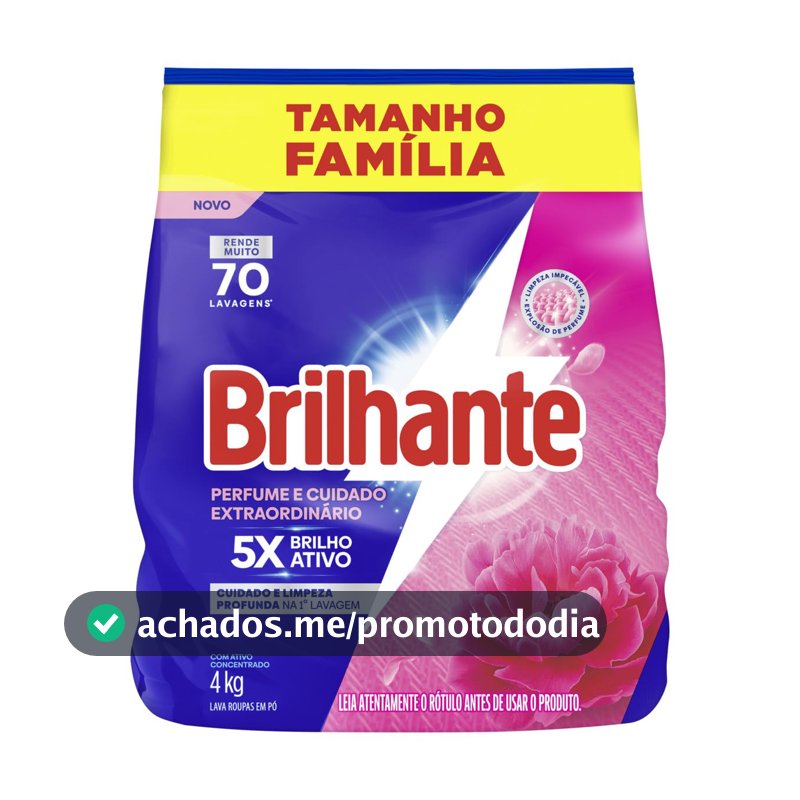 Brilhante Lava-Roupas em Pó Perfume e Cuidado Extraordinário Pacote 4kg
