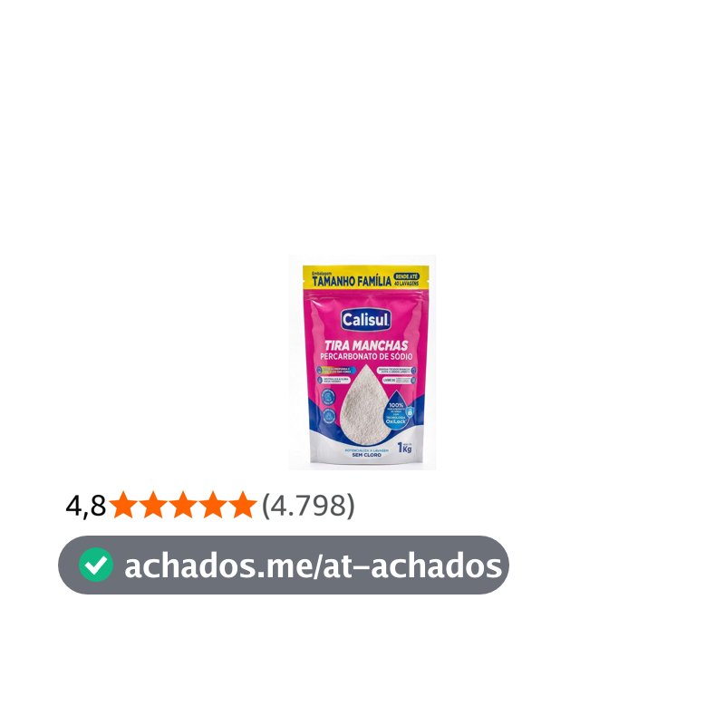 Percarbonato de Sódio 1kg 100% Puro Tira Manchas em Pó Sem Cloro, Biodegradável e Seguro para Roupas Brancas, Coloridas e Limpeza Doméstica Calisul