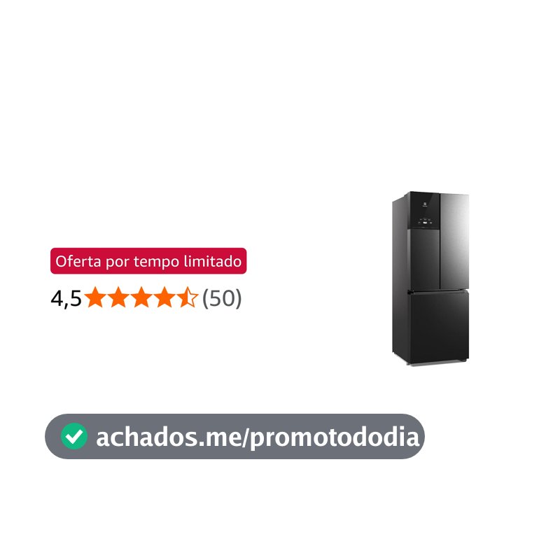Geladeira Electrolux Frost Free Inverter 480L Efficient AutoSense 3 Portas Black Inox Look (IM7B) 127V